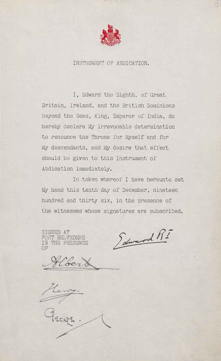 King Edward VIII Abdication Letter
